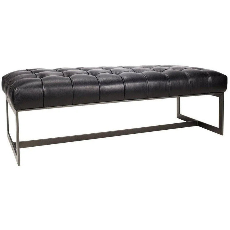 56 Inch Leather Bench Black Modern Bedroom Benches LOOMLAN By Moe's Home