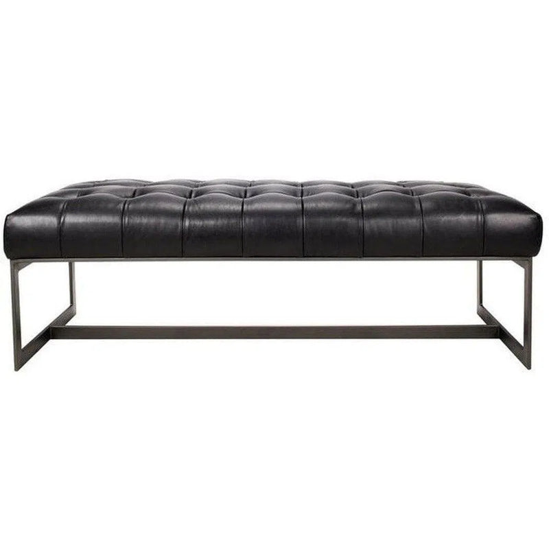 56 Inch Leather Bench Black Modern Bedroom Benches LOOMLAN By Moe's Home