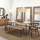 57" Wood Top Metal Base Dining Bench - LOOMLAN - Jamie Young - Dining Benches