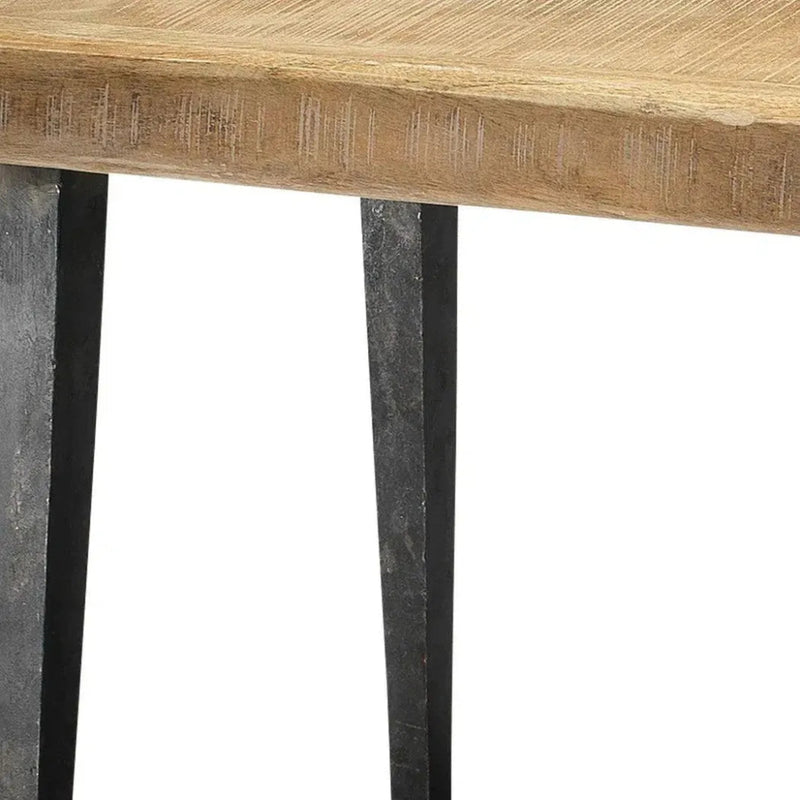 57" Wood Top Metal Base Dining Bench - LOOMLAN - Jamie Young - Dining Benches