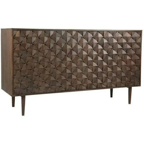 58 Inch Three Doors Brown Sideboard Mid-Century