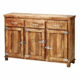 58" Reclaimed Wood Sideboard 3 Drawers 3 Doors Icebox Lock Sideboards LOOMLAN By LOOMLAN