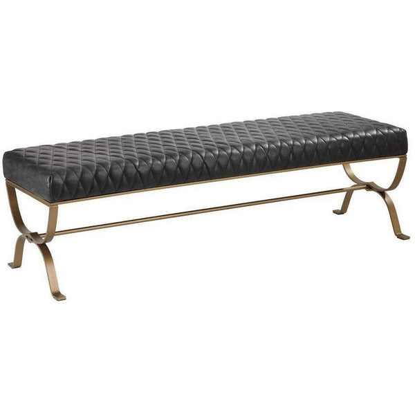 58.5 Inch Bench Onyx Black Leather Black Art Deco Bedroom Benches LOOMLAN By Moe's Home