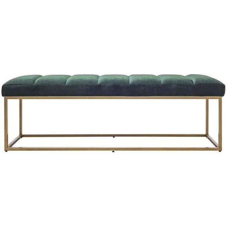 59 Inch Bench Dark Green Velvet Retro Bedroom Benches LOOMLAN By Moe's Home