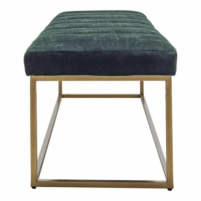 59 Inch Bench Dark Green Velvet Retro