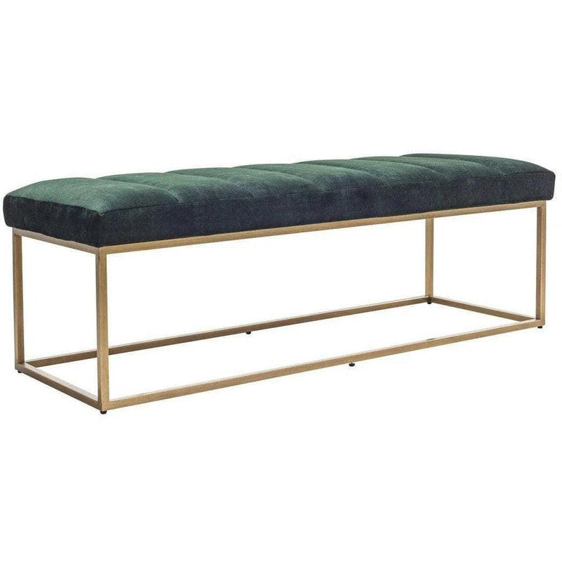 59 Inch Bench Dark Green Velvet Retro