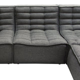 5PC Corner Modular Sectional Scooped Seat in Grey Fabric Modular Sofas LOOMLAN By Diamond Sofa