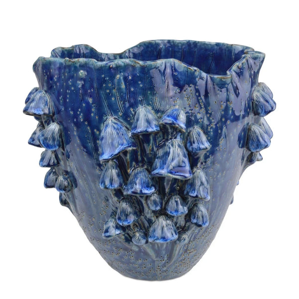 Conical Mushrooms Large Dark Blue Vase