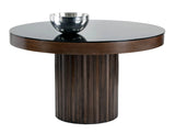 Jakarta Dining Table 51" Black Glass Top Espresso Base