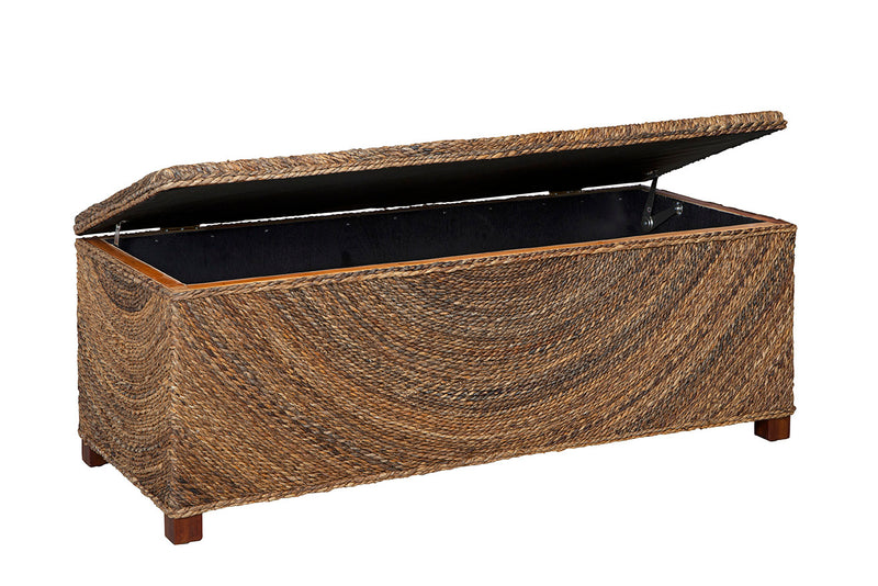 Madura Seagrass Upholstered Wooden Storage Bench