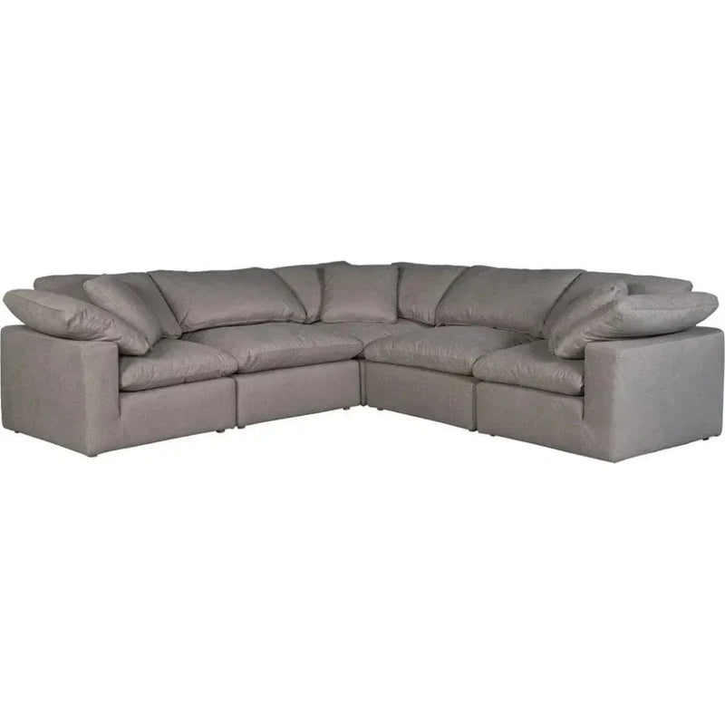 5PC Stain Resistant Grey Large Classic Modular - LOOMLAN - Moe's Home - Modular Sofas