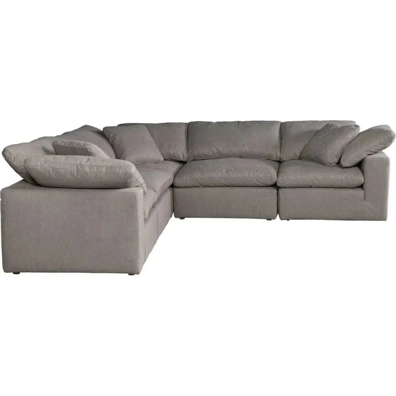 5PC Stain Resistant Grey Large Classic Modular - LOOMLAN - Moe's Home - Modular Sofas