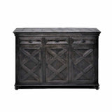 60" Black Rustic X Farmhouse Wood Sideboard Buffet With Drawers Sideboards LOOMLAN By LOOMLAN
