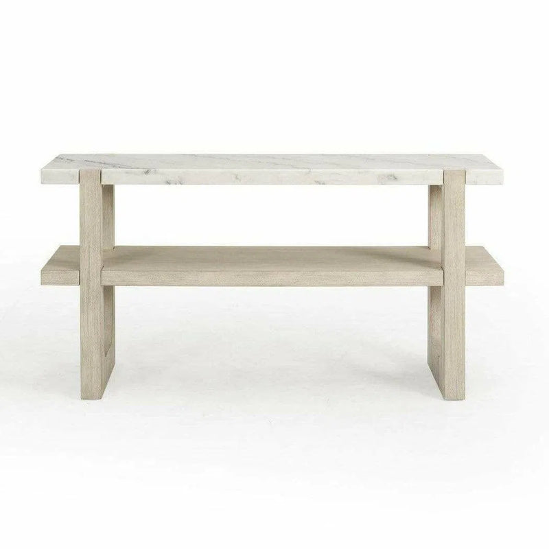 60 Inch White Console Table With Storage Shelf Console Tables LOOMLAN By Bassett Mirror
