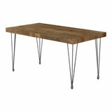 60" Reclaimed Wood Dining Table Top Iron Base Industrial Style Dining Tables LOOMLAN By Moe's Home