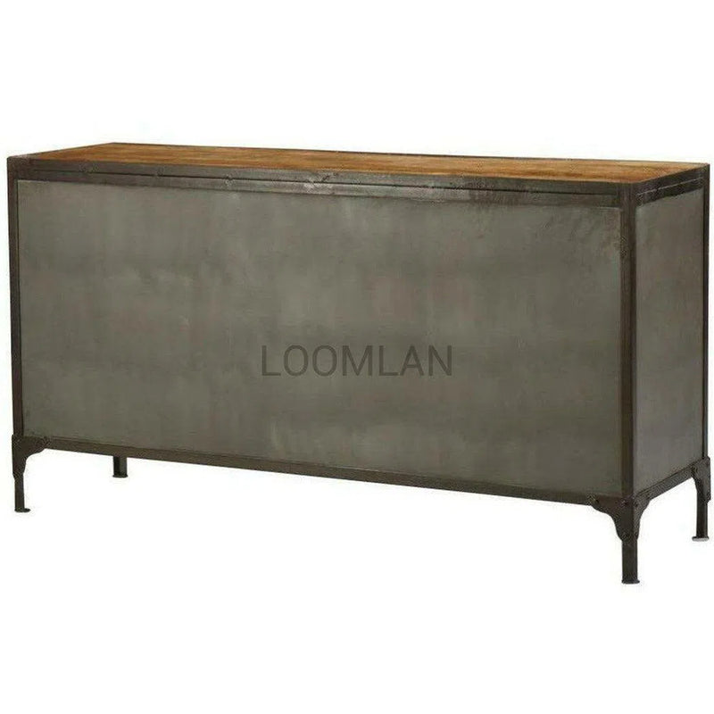 60" Reclaimed Wood Industrial Sideboard Buffet Sideboards LOOMLAN By LOOMLAN