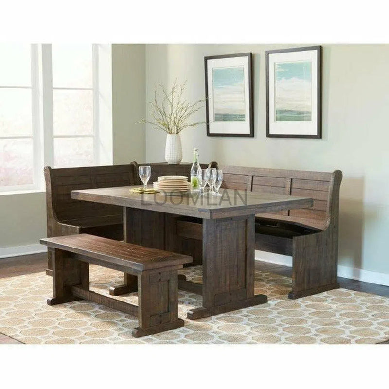 60" Rectangular Breakfast Nook Dining Set with Storage Under Bench Dining Table Sets LOOMLAN By Sunny D
