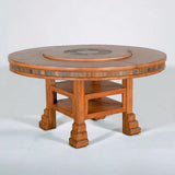 60" Round Adjustable Height Dining Table With Lazy Susan-Dining Tables-Sunny D-LOOMLAN