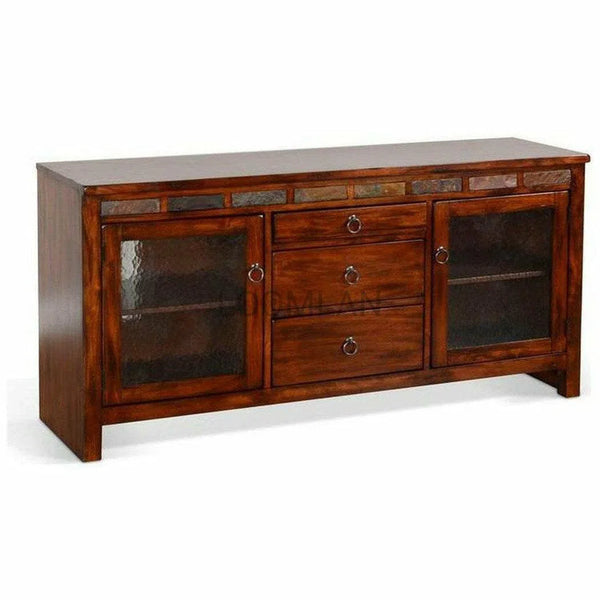 60" TV Stand Media Console Traditional Dark Wood Cabinet TV Stands & Media Centers LOOMLAN By Sunny D
