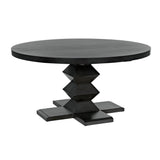 60" Zig-Zag Wood Black Round Dining Table-Dining Tables-Noir-LOOMLAN