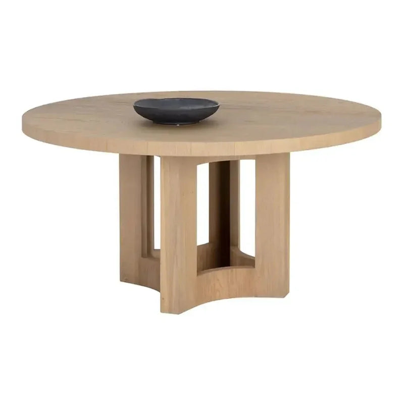 60" Elma Wooden Round Dining Table - LOOMLAN - SUNPAN - Dining Tables