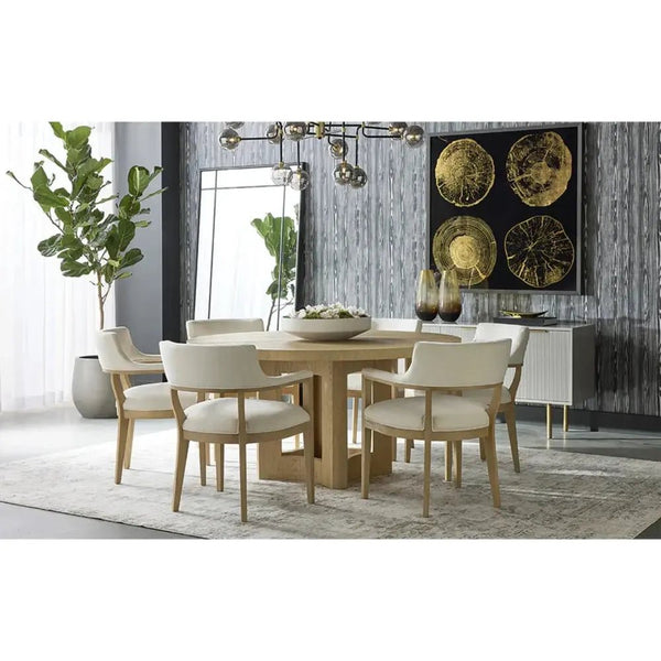 60" Elma Wooden Round Dining Table - LOOMLAN - SUNPAN - Dining Tables