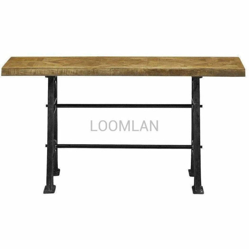 60" Reclaimed Wood Double Base Sofa Table - LOOMLAN - LOOMLAN - Console Tables