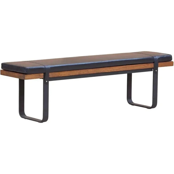 61" Black Leather Padded Seat Bench for Dining Room - LOOMLAN - LH Imports - Dining Benches