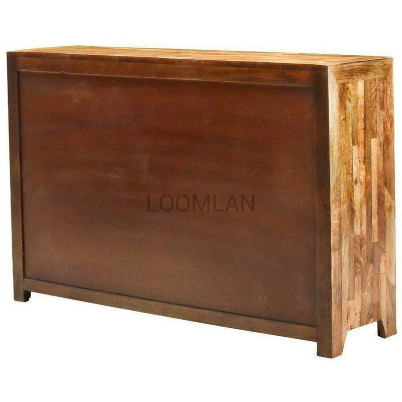 61" Rustic Distressed Sideboard 3 Drawer 3 Door Cabinet Sideboards LOOMLAN By LOOMLAN