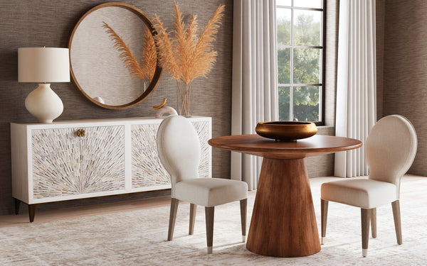 Farrah Wood Off-White Armless Dining Chair
