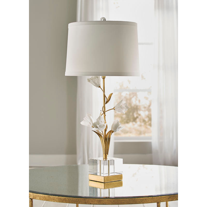 Graceful Tulip Gold Floral Design Table Lamp