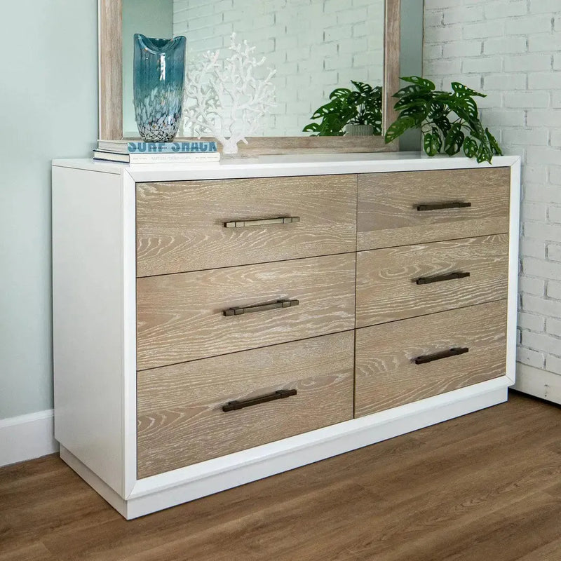 62" High Gloss Boca Grande Six Drawer Double Dresser