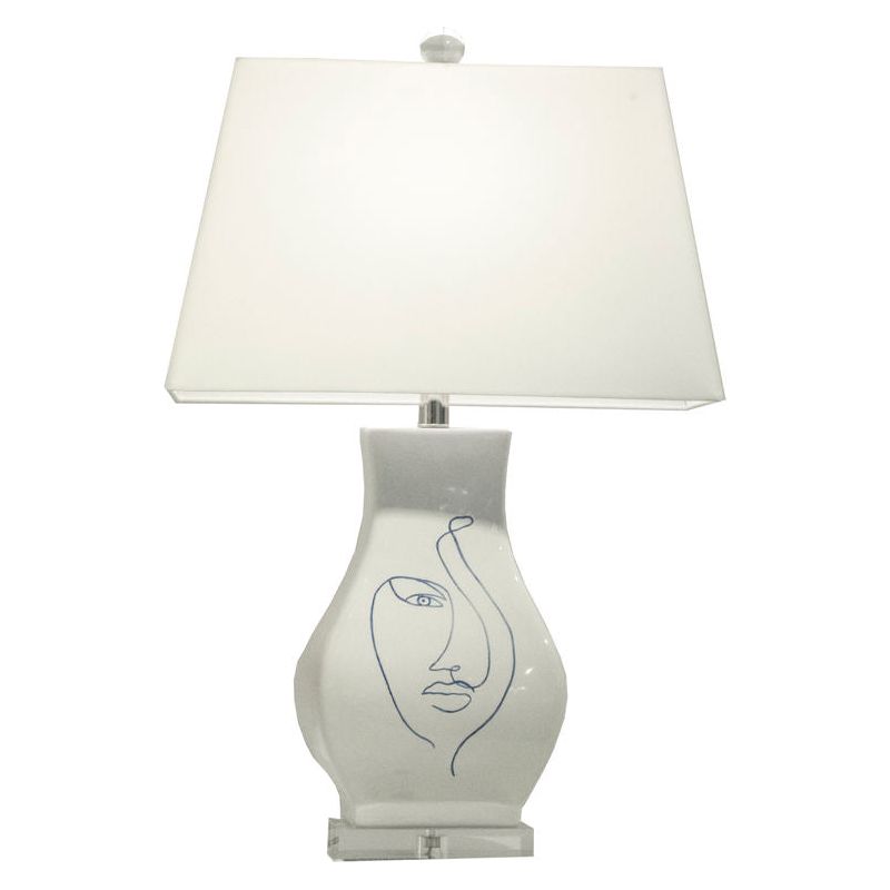 Abstract Portrait Glazed Ceramic Table Lamp