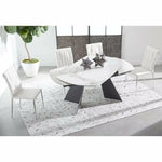 63 - 94" White Extendable Dining Table Ceramic Table Top - LOOMLAN - Essentials For Living - Dining Tables