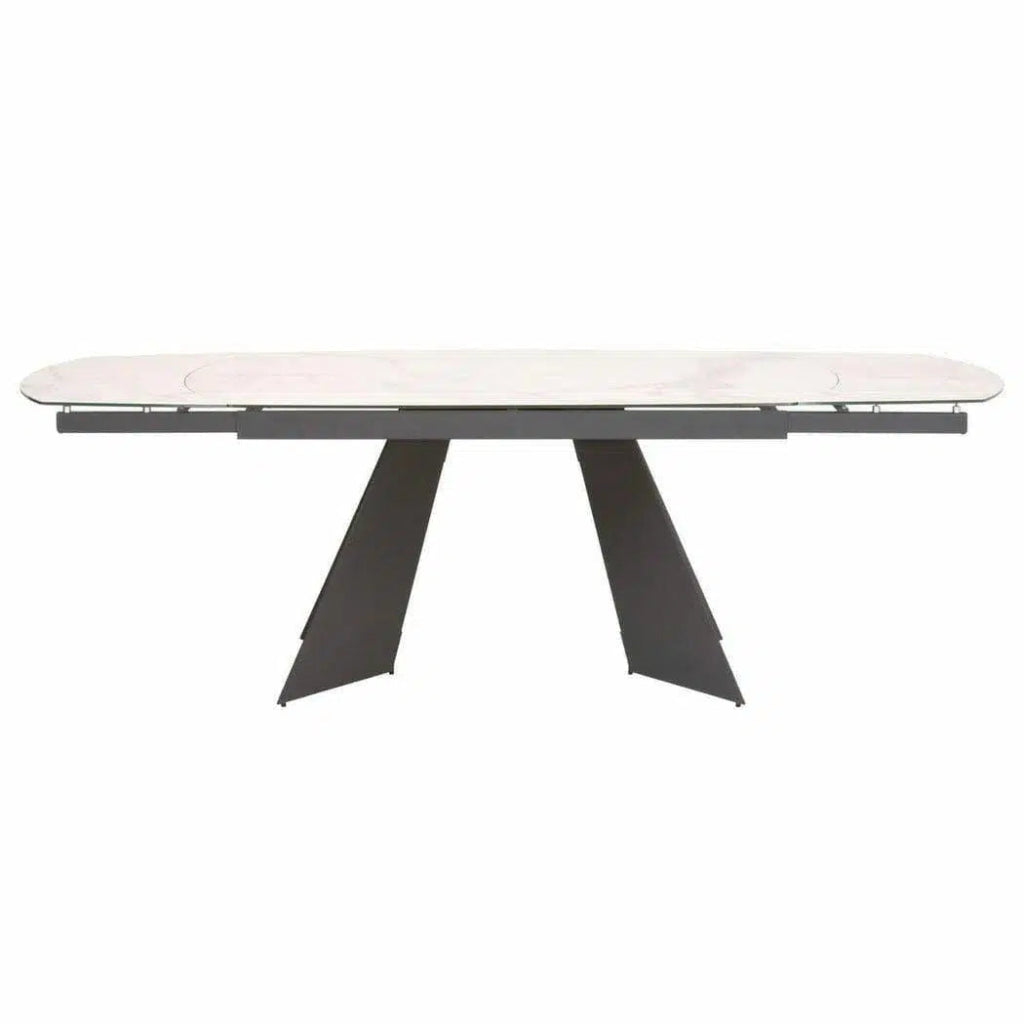 63 - 94" White Extendable Dining Table Ceramic Table Top - LOOMLAN - Essentials For Living - Dining Tables