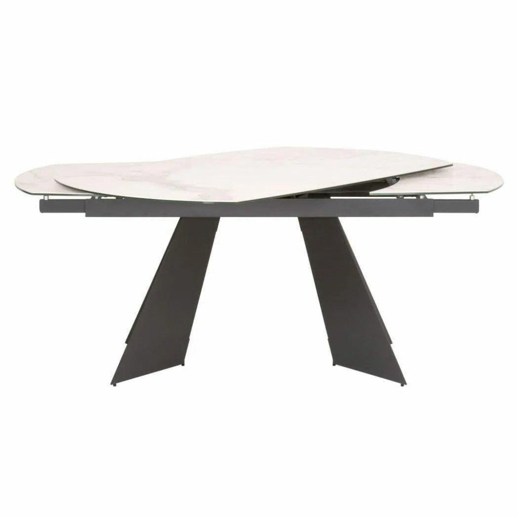 63 - 94" White Extendable Dining Table Ceramic Table Top - LOOMLAN - Essentials For Living - Dining Tables