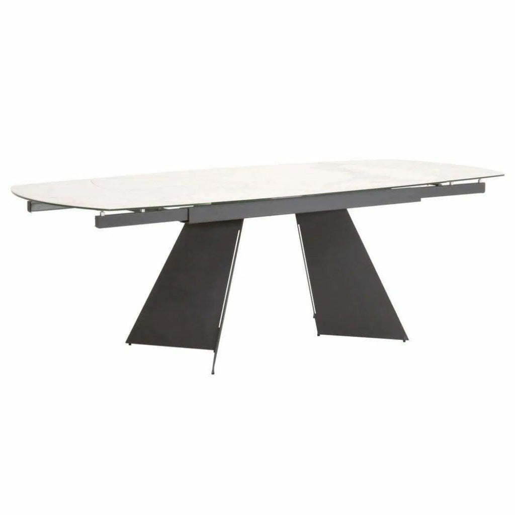 63 - 94" White Extendable Dining Table Ceramic Table Top - LOOMLAN - Essentials For Living - Dining Tables