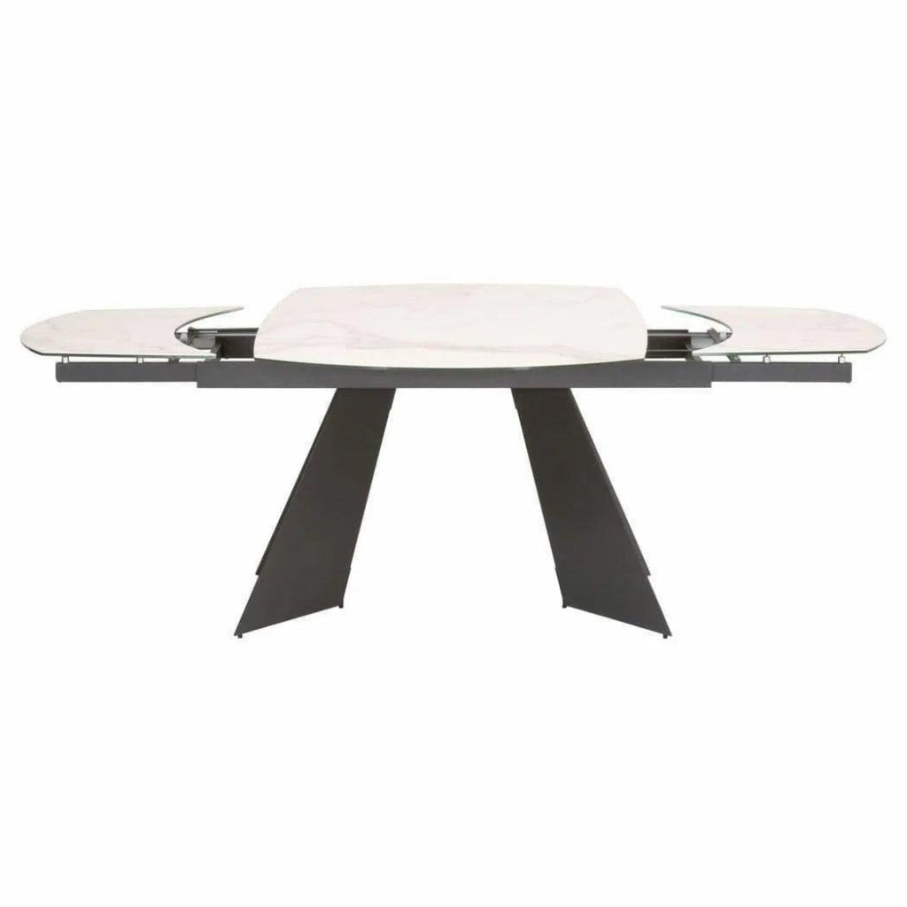 63 - 94" White Extendable Dining Table Ceramic Table Top - LOOMLAN - Essentials For Living - Dining Tables