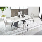 63 - 94" White Extendable Dining Table Ceramic Table Top - LOOMLAN - Essentials For Living - Dining Tables