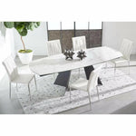 63 - 94" White Extendable Dining Table Ceramic Table Top - LOOMLAN - Essentials For Living - Dining Tables