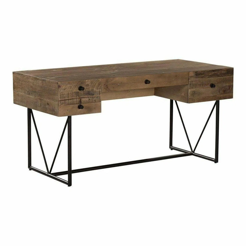63 Inch Desk Natural Rustic Home Office Desks LOOMLAN By Moe's Home