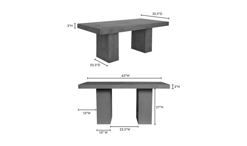 63 Inch Outdoor Dining Table Grey Contemporary-Outdoor Dining Tables-Moe's Home-LOOMLAN