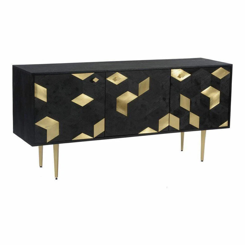 63 Inch Sideboard Black and Gold Art Deco Sideboards LOOMLAN By Moe's Home