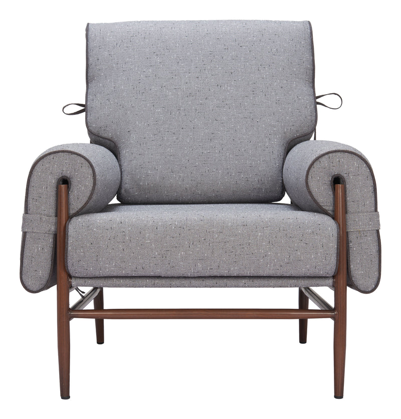 Klem Wood and Steel Gray Accent Arm Chair