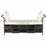 64" Long Upholstered Storage Bench With 10 Metal Drawers Bedroom Benches LOOMLAN By LOOMLAN
