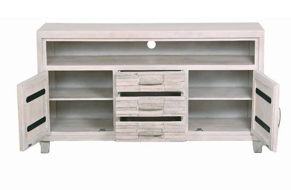 64" Reclaimed wood planked style whitewashed sideboard cabinet TV Stands & Media Centers LOOMLAN By LOOMLAN