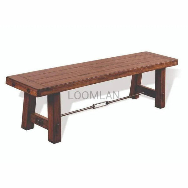 64" Rustic Farmhouse Wood Bench Metal Turnbuckle Dining Benches LOOMLAN By Sunny D