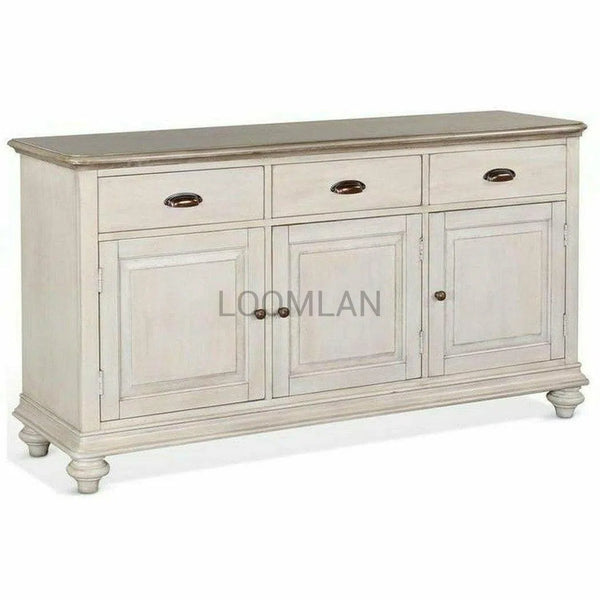 64" Two Tone Beige Solid Wood Buffet Sideboard Sideboards LOOMLAN By Sunny D
