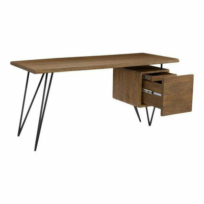 64 Inch Desk Brown Industrial - LOOMLAN - Moe's Home - Home Office Desks