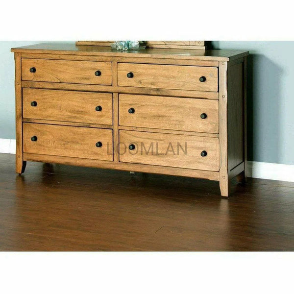 64x35" Rustic Wood Dresser for Small Bedroom Dressers LOOMLAN By Sunny D